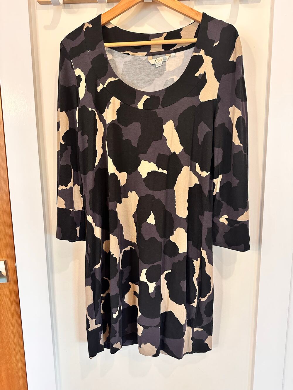 Boden Women's 12 Large Dress Camo Shirt Dress Tunic 3/4 Sleeves